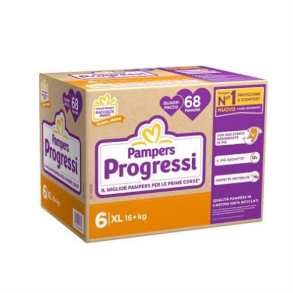PAMPERS QUADRI PROGRESSI XL x 68