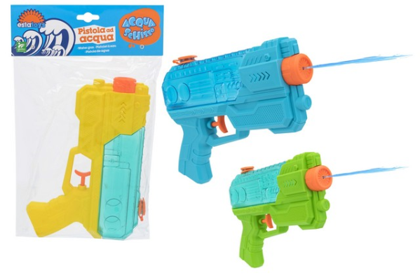PISTOLA ACQUA TRASPARENTE 21CM COLORI ASS.