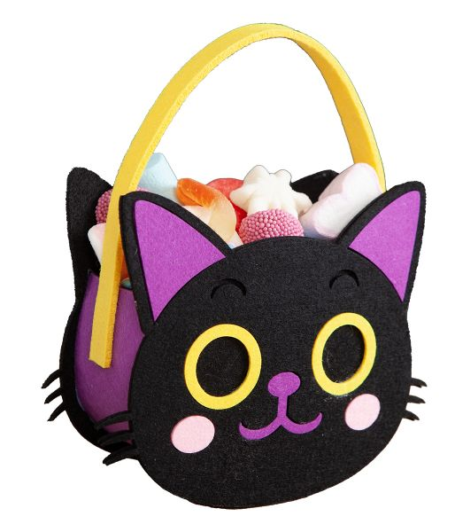 600 BORSETTA GATTO NERO PORTA CARAMELLE FELTRO