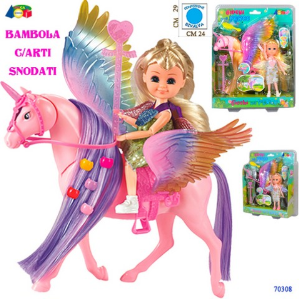 600 BAMBOLINA CON UNICORNO ALATO BIVALVA
